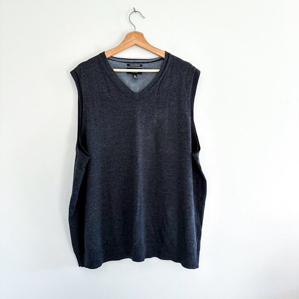 Nordstrom Men's Shop Extra Fine Merino Wool Sweater Vest Gray XXL